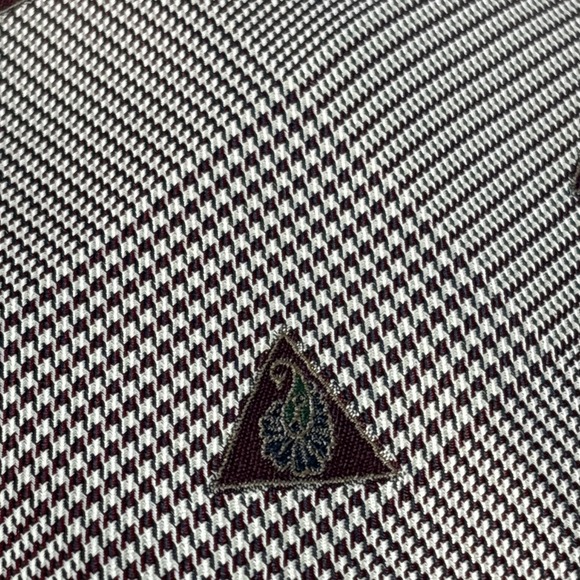 Vintage Joseph Abboud Silk Tie Made in Italy Brown Houndstooth Geometric - Picture 3 of 8